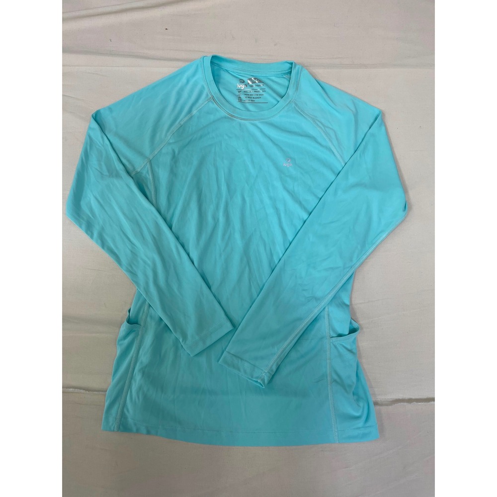 IUGA Womens Long Sleeve Athletic Top Turquoise Blue Performance Shirt Small